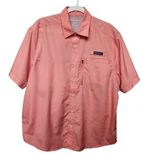 Eddie Bauer Mens L Fishing Shirt Short Sleeve Coral Vented Hiking Gorpcore Tech